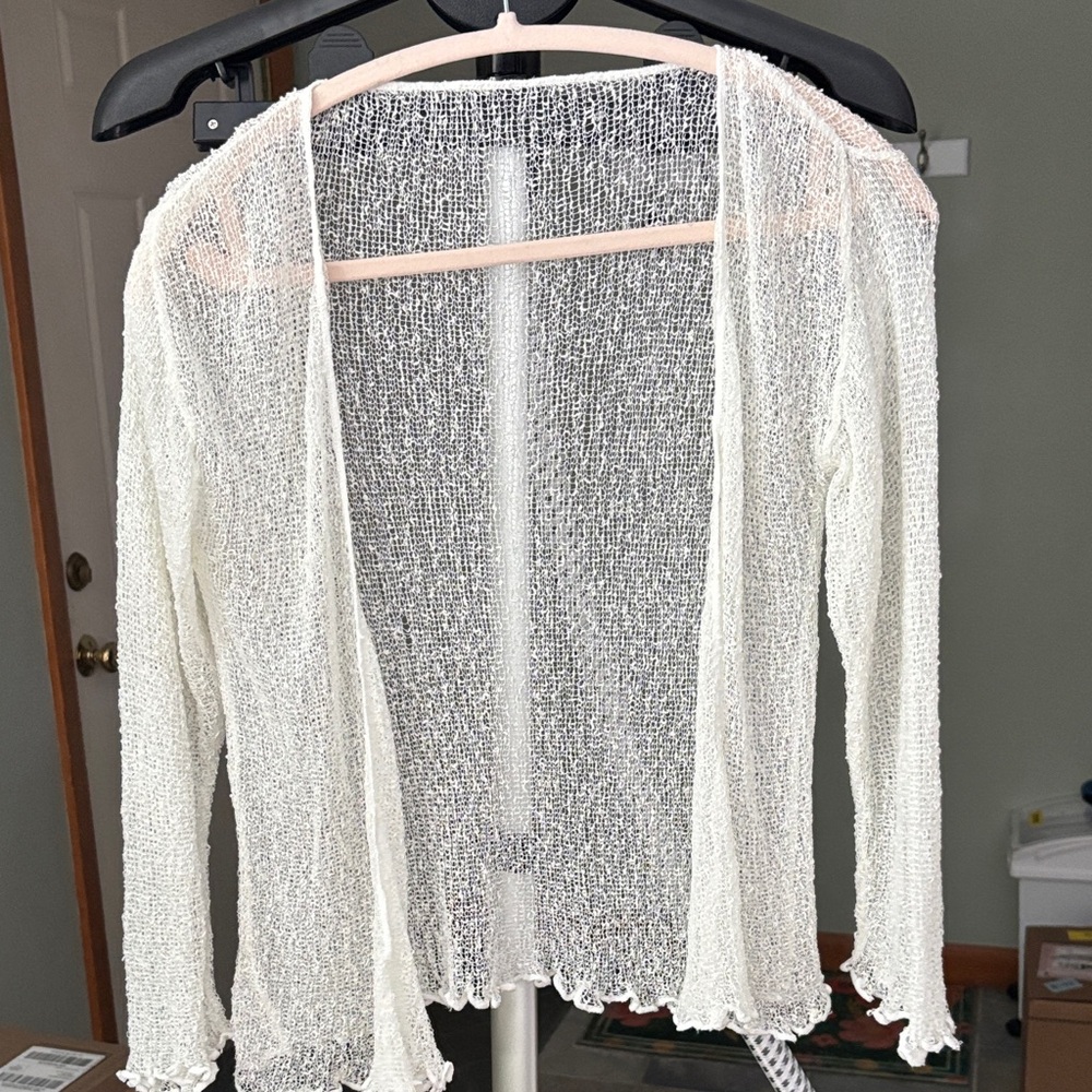 Elegant Cream Open-Front Sweater